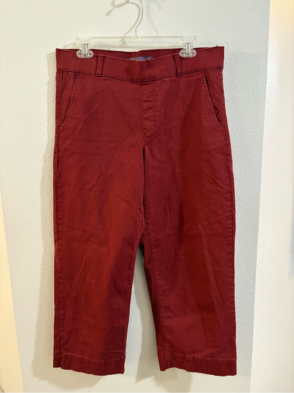 Gloria Vanderbilt Red Pull on Wide Leg Cropped Women's Cotton Pants size 8